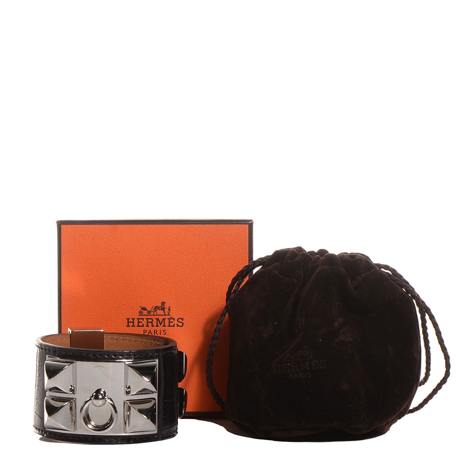 Hermes Matte Alligator Collier de Chien CDC Bracelet Black Small 7 of 7