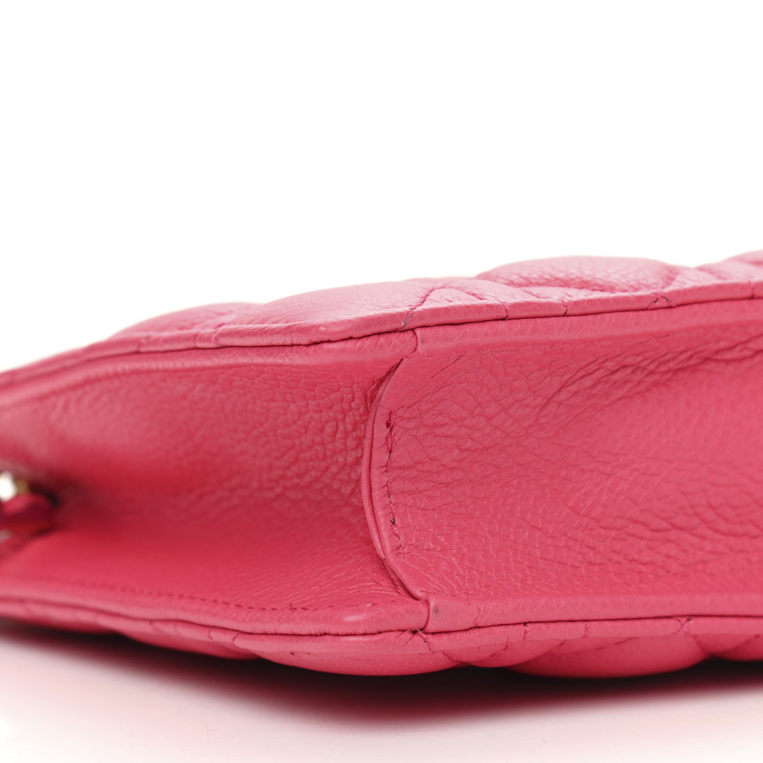 Christian Dior Calfskin Cannage Caro Zipped Pouch With Chain Warm Fuchsia 8 of 9