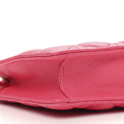 Christian Dior Calfskin Cannage Caro Zipped Pouch With Chain Warm Fuchsia 8 of 9