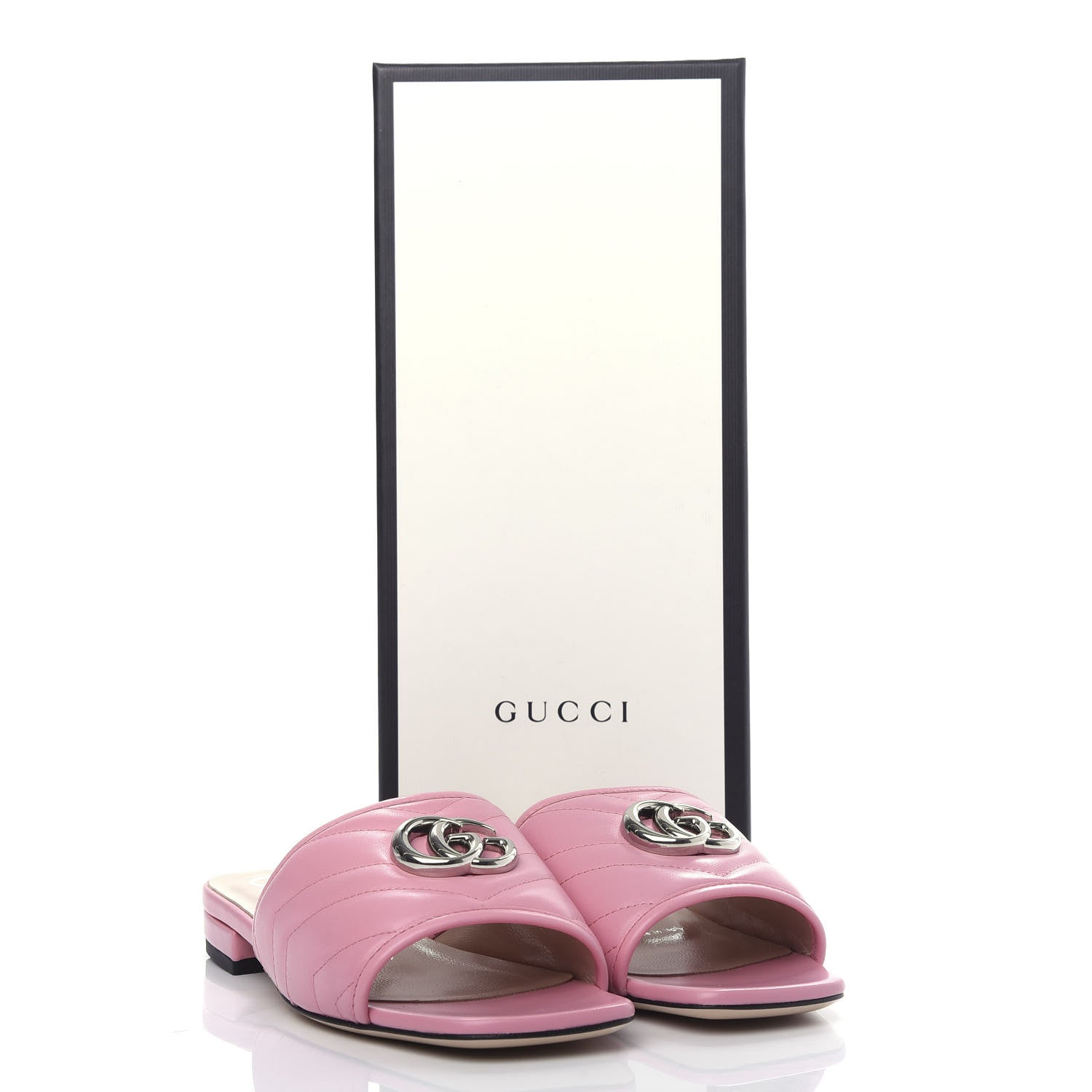 Gucci Nappa Matelasse GG Marmont Flat Slide Sandals 35.5 Wild Rose 11 of 11