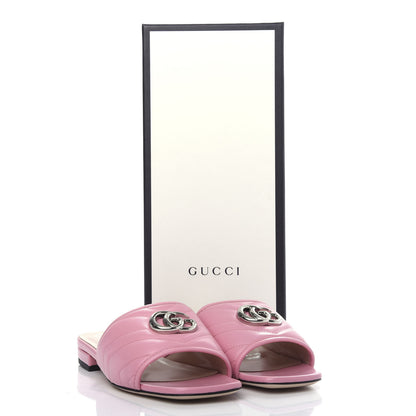 Gucci Nappa Matelasse GG Marmont Flat Slide Sandals 35.5 Wild Rose 11 of 11