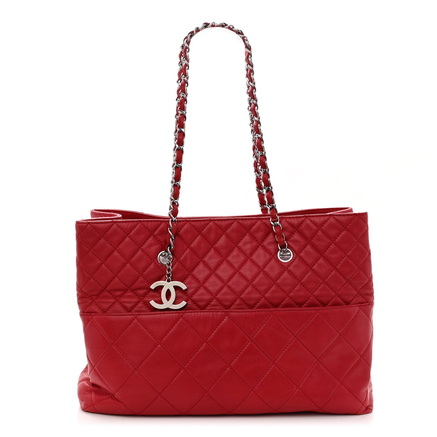 Calfskin Quilted Large In the Business Tote Red