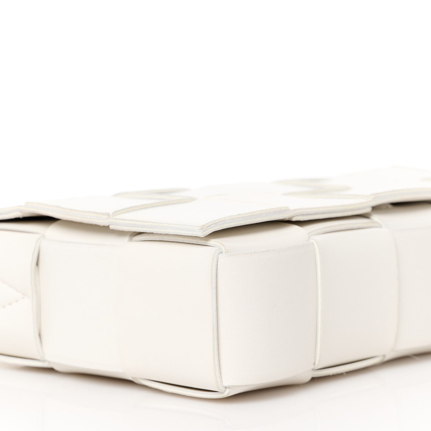 Lambskin Maxi Intrecciato Cassette Crossbody Bag White
