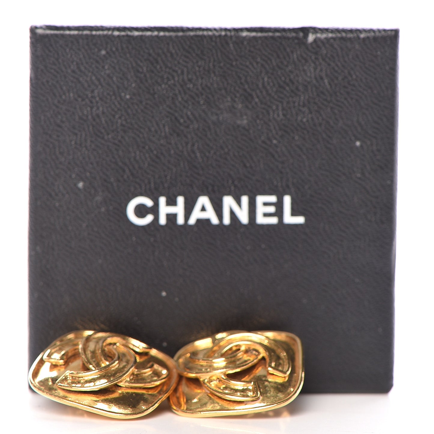 CC Square Clip On Earrings Gold