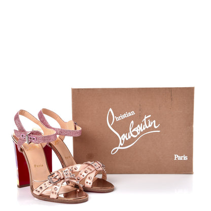 Christian Louboutin Patent Glitter Tisse Miss Roma 100 Sandals 40 Version Poudre 8 of 8