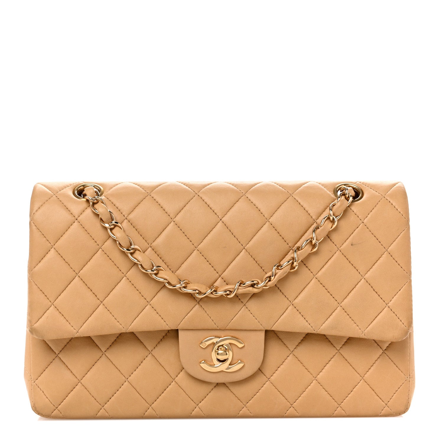 Chanel Lambskin Quilted Medium Double Flap Beige 1 of 16