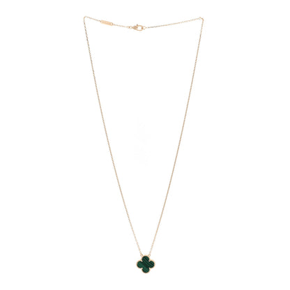 Van Cleef & Arpels 18K Yellow Gold Malachite Vintage Alhambra Pendant Necklace 3 of 5