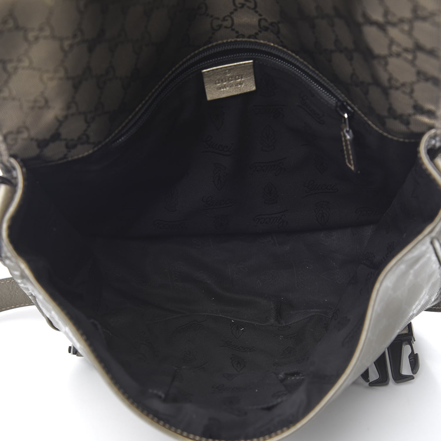 Gucci Imprime Monogram Medium Double Buckle Flap Messenger Bag Pewter 4 of 9