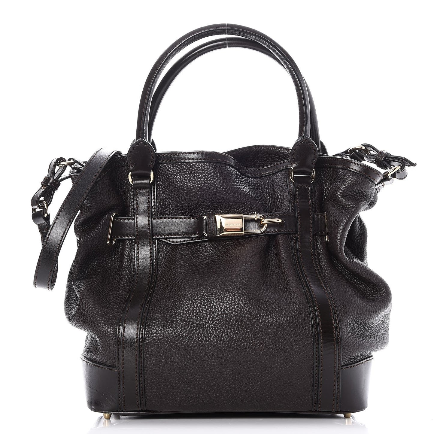 Grainy Calfskin Medium Golderton Tote Dark Chocolate