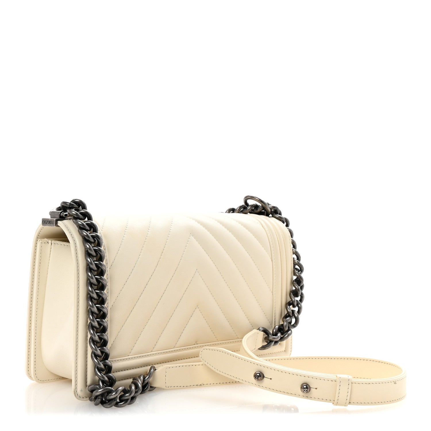 Chanel Lambskin Chevron Quilted Medium Boy Flap Ivory 3 of 10