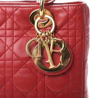 Christian Dior Lambskin Cannage Medium Lady Dior Red 9 of 9