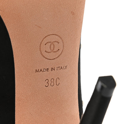 Chanel Satin Pearl Patent Cap Toe Pumps 38 Black 6 of 8