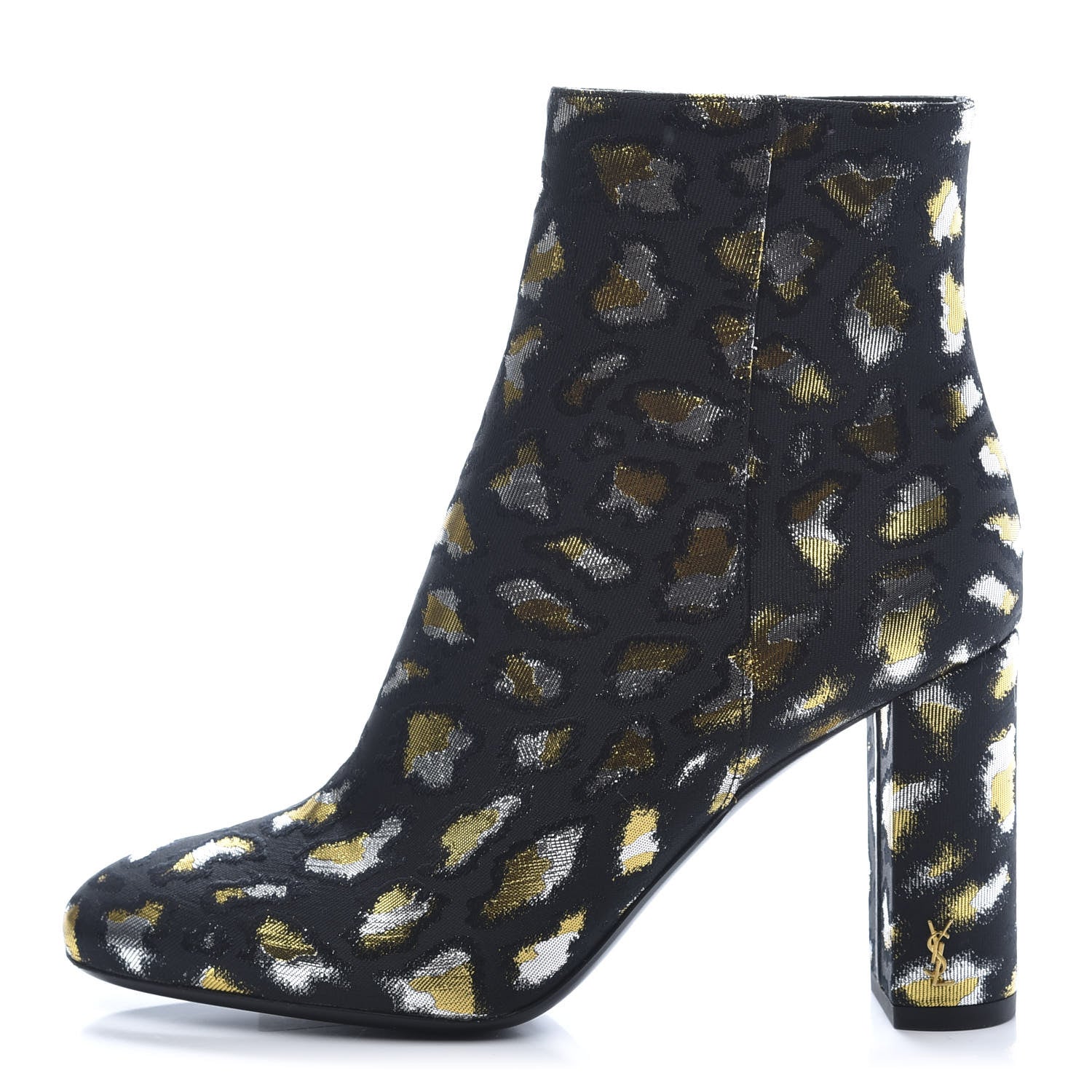 Saint Laurent Jacquard Leopard Loulou Ankle Boots 37 Oro 1 of 8