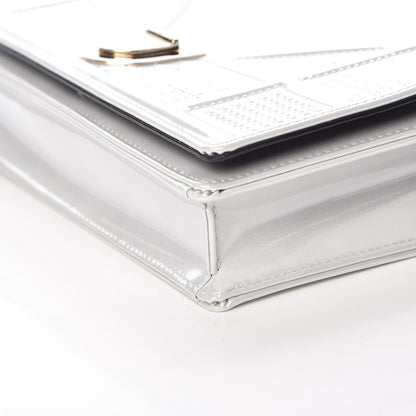 Christian Dior Patent Micro-Cannage Diorama Wallet on Chain Pouch White 9 of 10