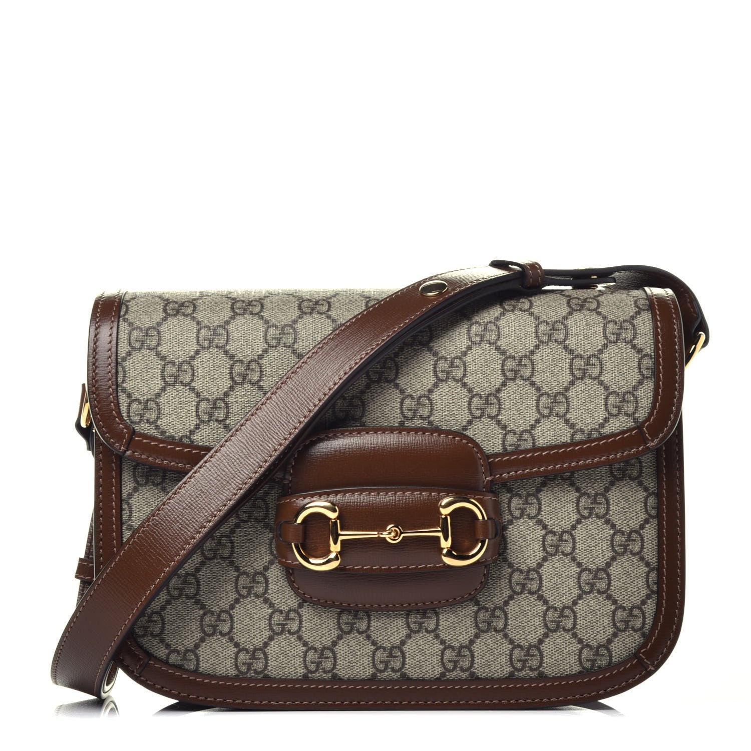 Gucci GG Supreme Monogram Horsebit 1955 Shoulder Bag Beige Brown Sugar 1 of 17