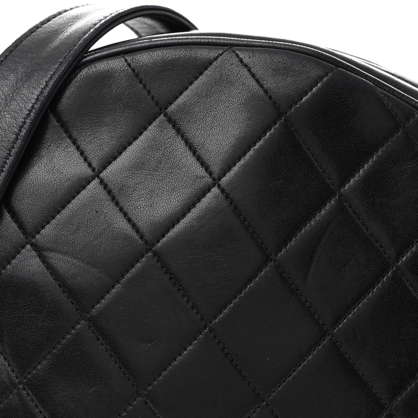 Lambskin Quilted Round Tassel Crossbody Bag Black