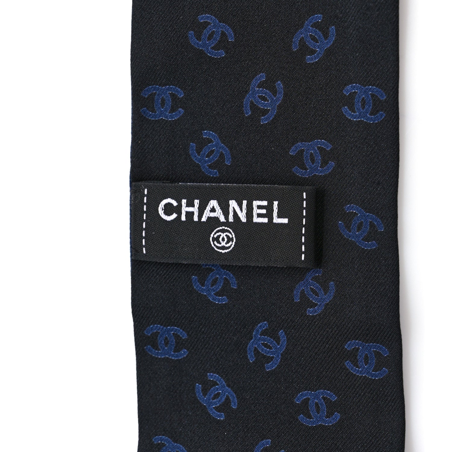 Chanel Silk Pearl CC Chain Slim Bandeau Scarf Navy Pink 3 of 3