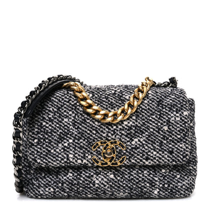 Chanel Tweed Quilted Medium Chanel 19 Flap Grey 1 of 10