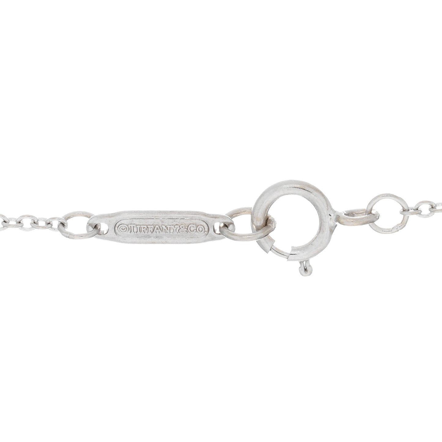 18K White Gold Diamond Mini Heart Key Charm Pendant Link Necklace