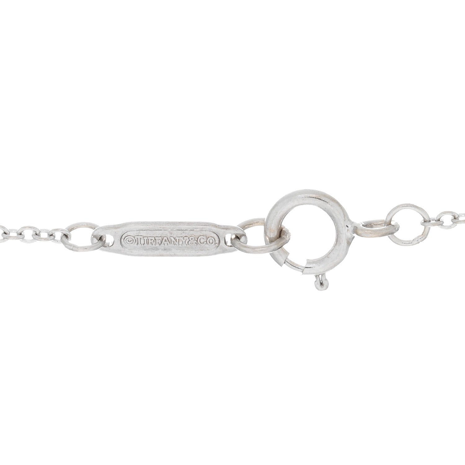Tiffany 18K White Gold Diamond Mini Heart Key Charm Pendant Link Necklace 4 of 5