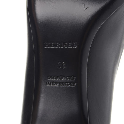 Hermes Calfskin Lauren Pumps 38 Black 7 of 8