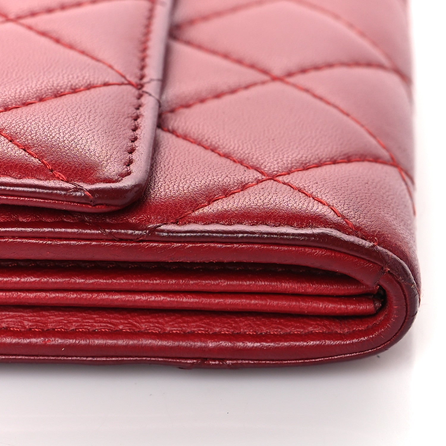Chanel Lambskin Quilted Large Gusset Flap Wallet Red 13 of 15