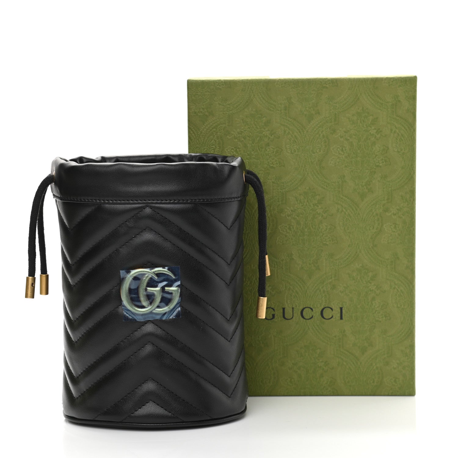 Gucci Calfskin Matelasse Mini GG Marmont 2.0 Bucket Bag Black 11 of 11