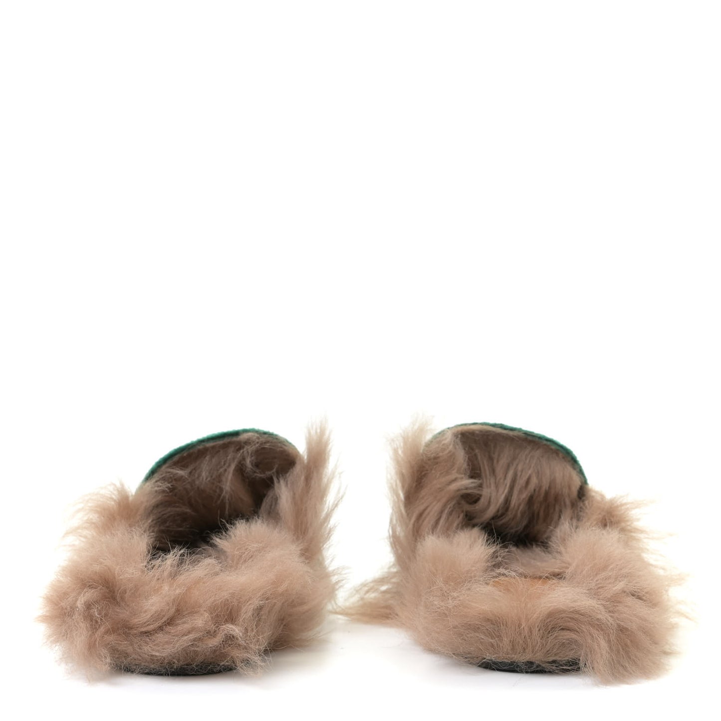 Velvet Fur Womens Princetown Slippers 37.5 Green