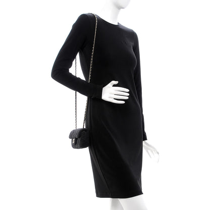 Chanel Wool Contrast Stitched Extra Mini Flap Charcoal 2 of 9