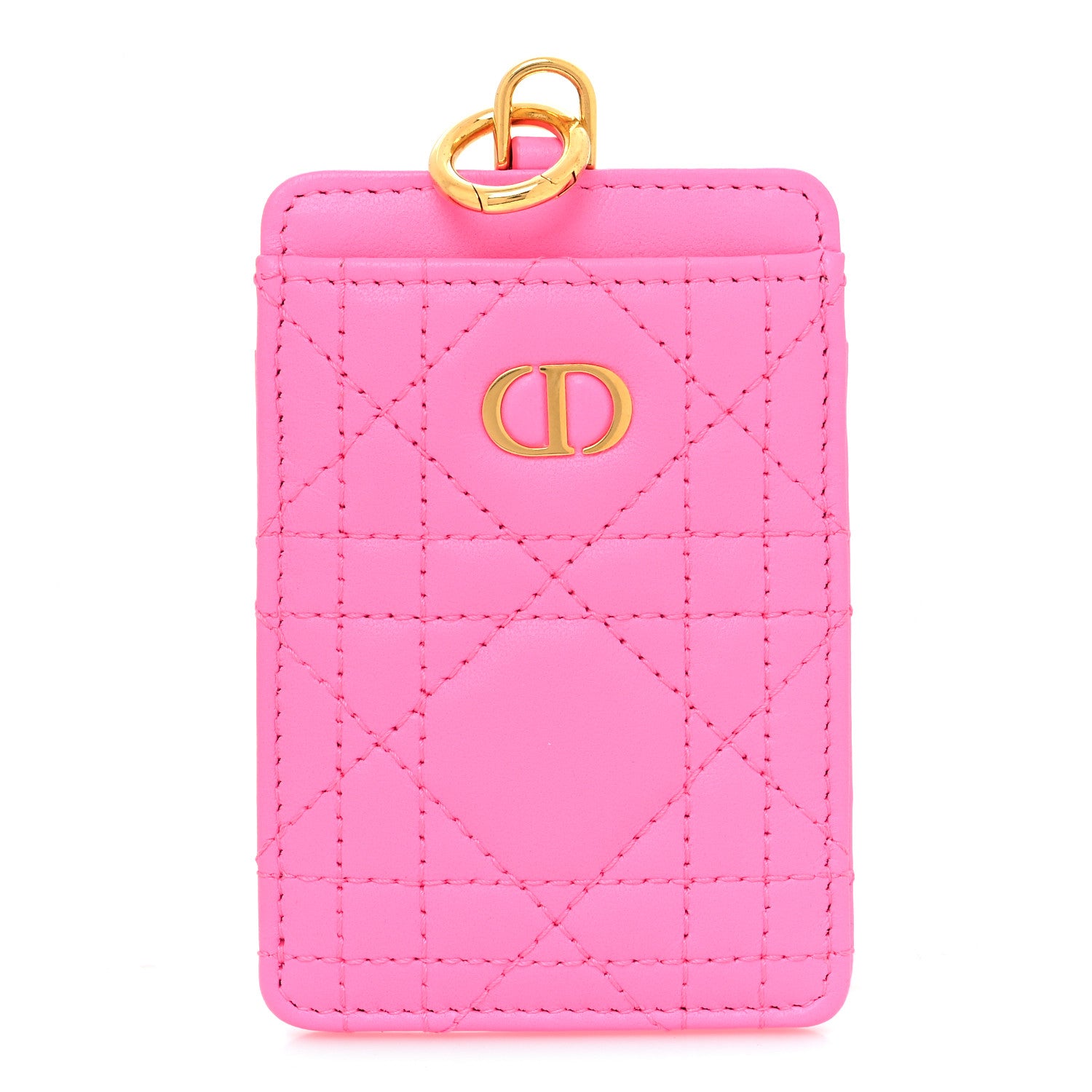 Christian Dior Calfskin Cannage Caro Card Holder Pink 1 of 8