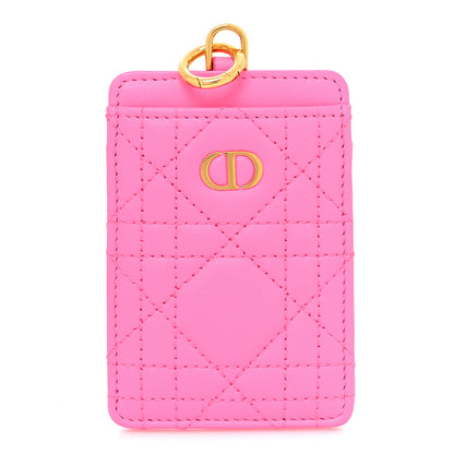Christian Dior Calfskin Cannage Caro Card Holder Pink 1 of 8
