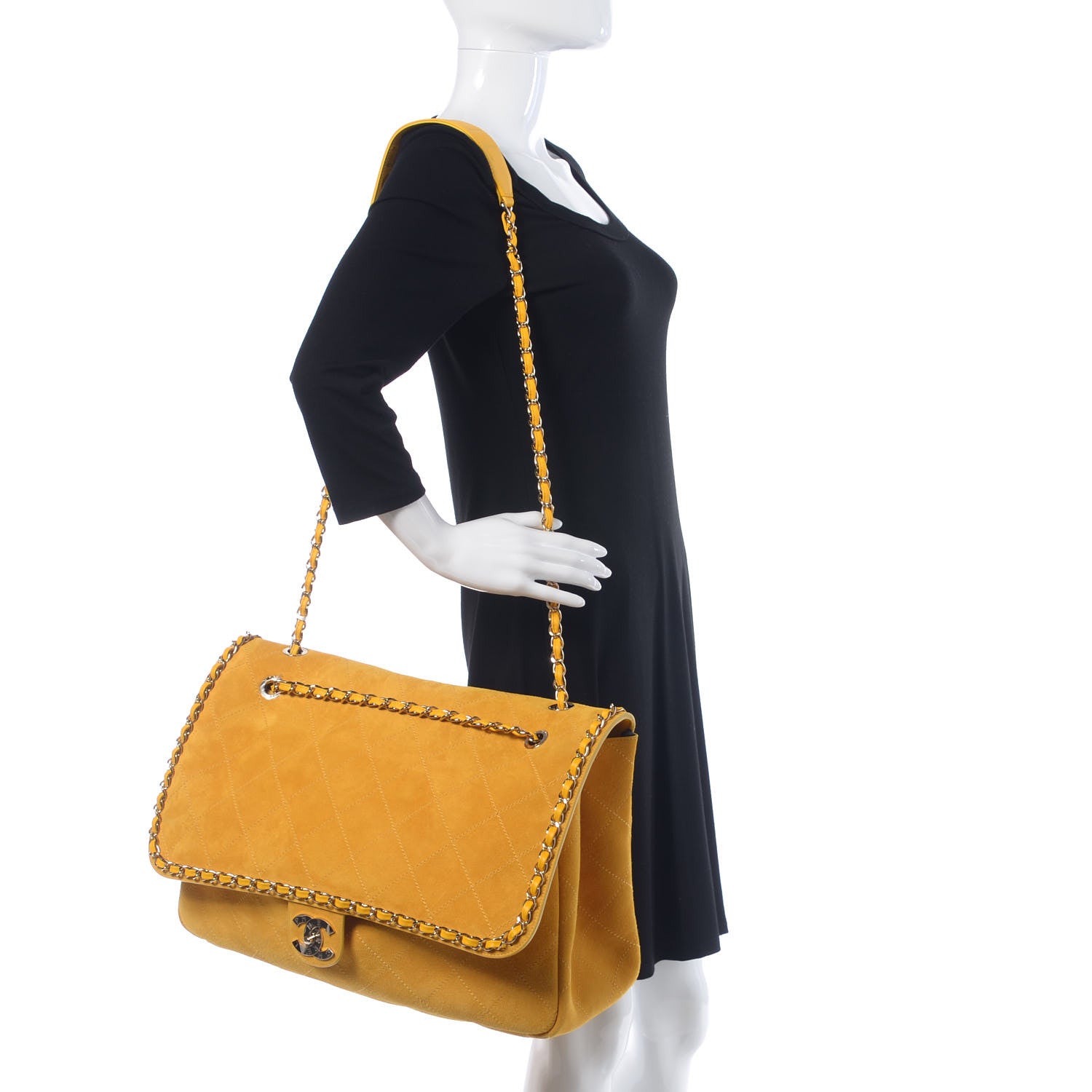 Chanel x Pharrell Williams Suede Lambskin XXL Flap Bag Yellow