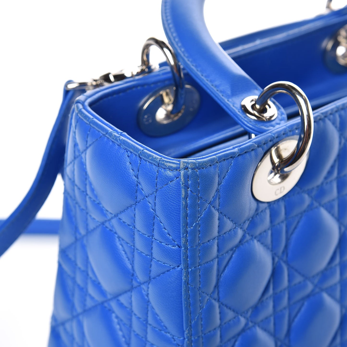 Lambskin Cannage Medium Lady Dior Blue Persan