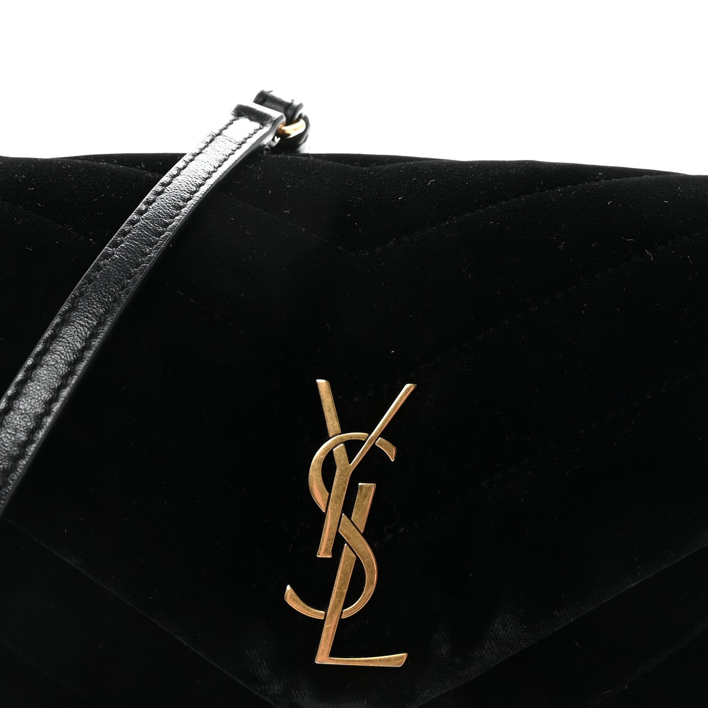 Velvet Y Quilted Monogram Toy Loulou Chain Satchel French Black