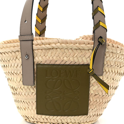 Loewe Raffia Braided Handle Small Basket Tote Bag Olive Sand 6 of 8
