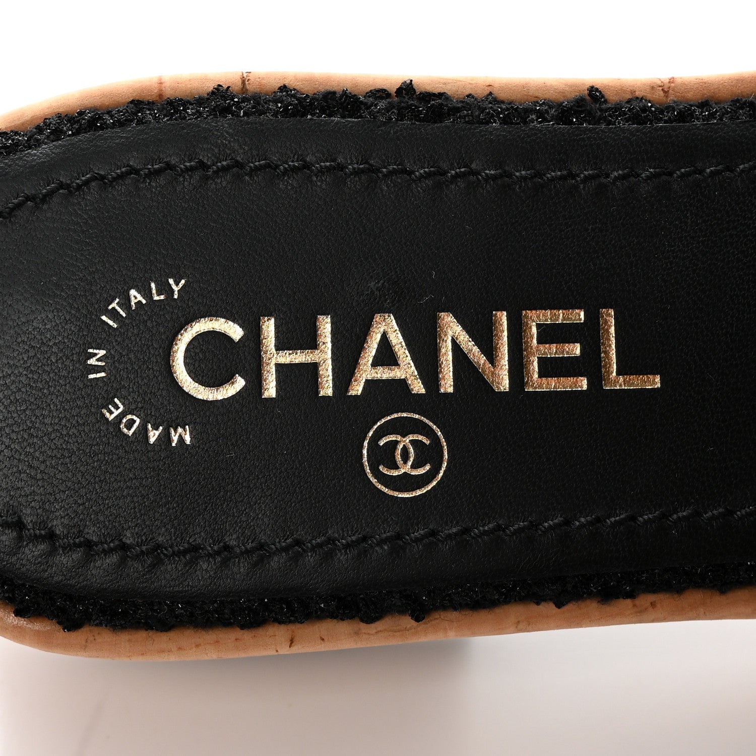 Chanel Tweed Cork CC Chain Mule Sandal 39 Black 7 of 10