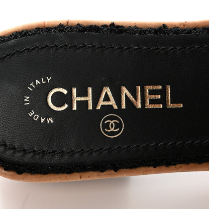 Chanel Tweed Cork CC Chain Mule Sandal 39 Black 7 of 10