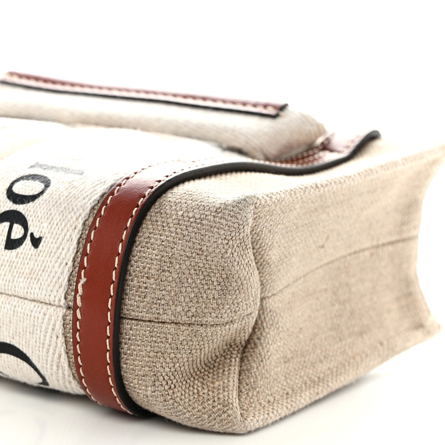 Cotton Calfskin Mini Woody Ribbon Tote White Brown