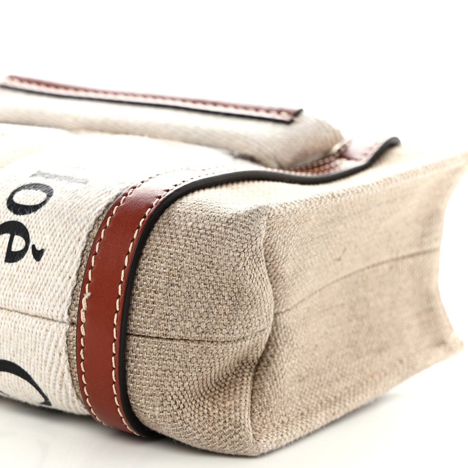 Chloe Cotton Calfskin Mini Woody Ribbon Tote White Brown 10 of 10