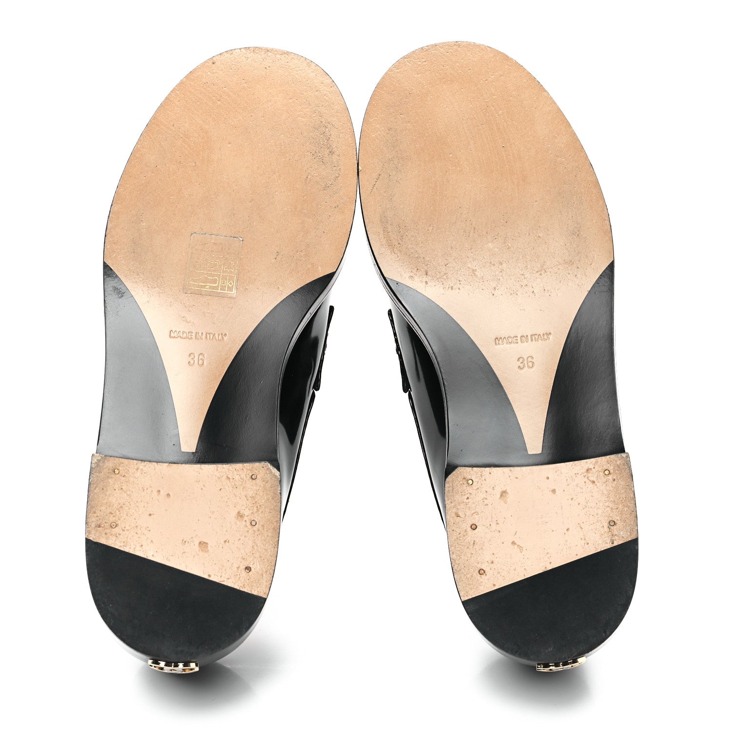 Chanel Shiny Calfskin Logo Loafers 36 Black 6 of 11