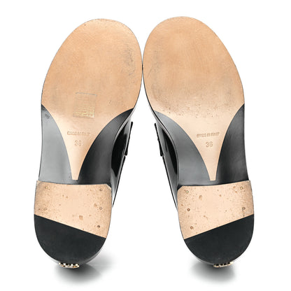 Chanel Shiny Calfskin Logo Loafers 36 Black 6 of 11