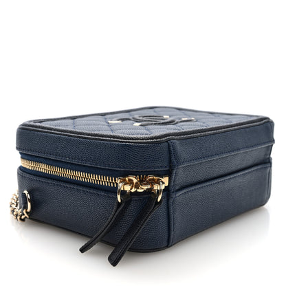 Chanel Caviar Quilted Small CC Filigree Vanity Case Navy Black 4 of 10