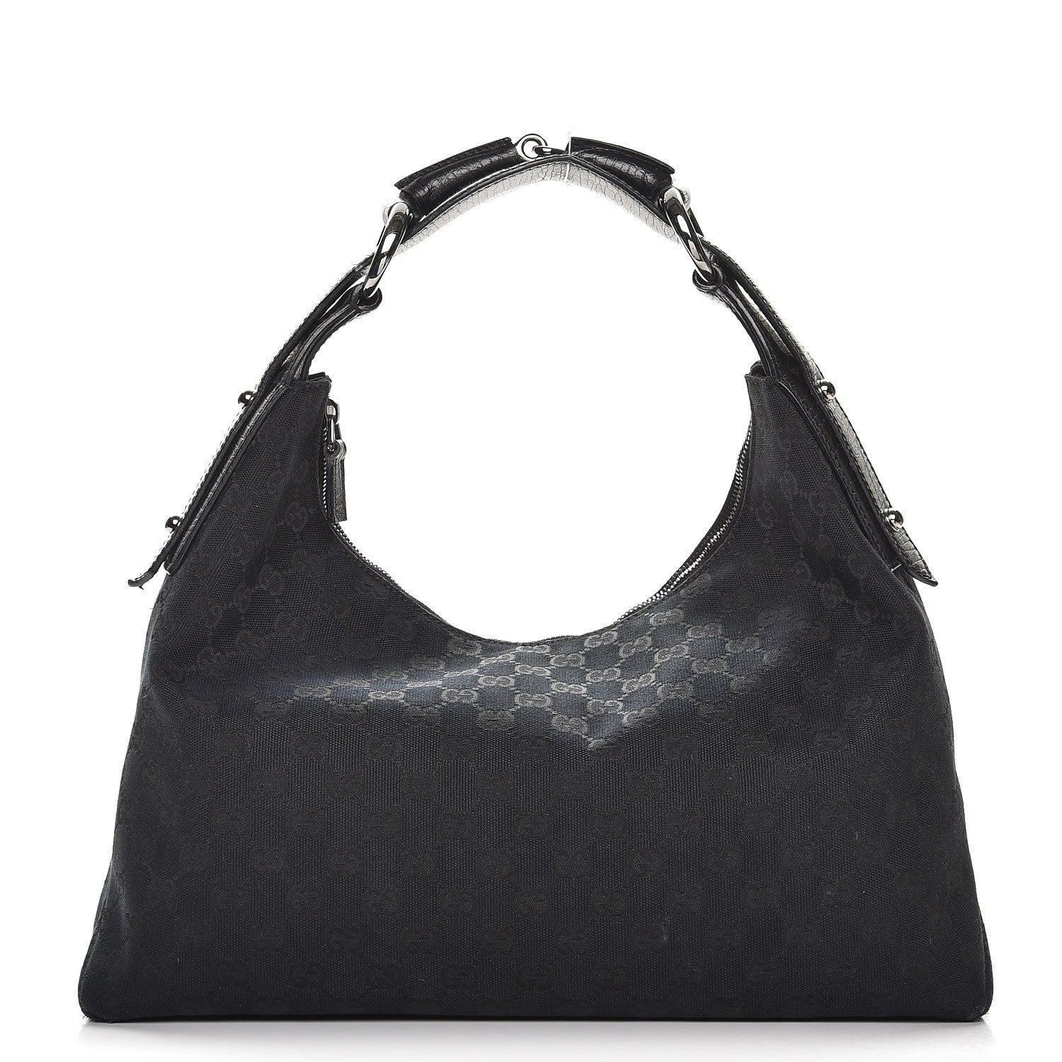 Gucci Monogram Medium Horsebit Chain Hobo Black 1 of 8