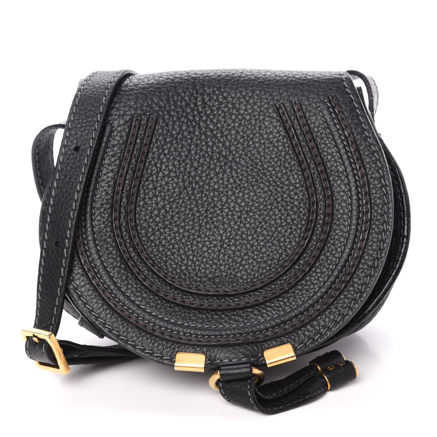 Chloe Calfskin Mini Marcie Round Crossbody Bag Black 1 of 10