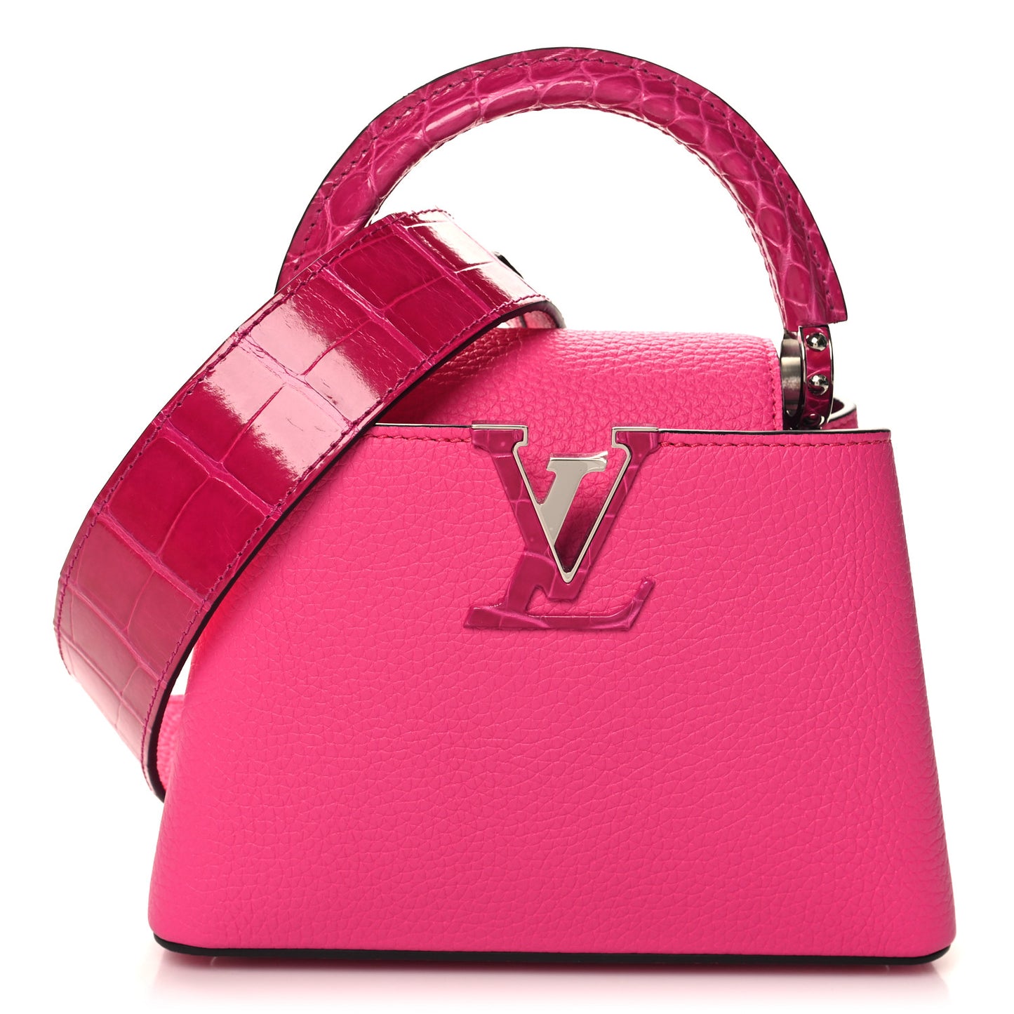 Taurillon Crocodile Capucines Mini Rose Pondichery