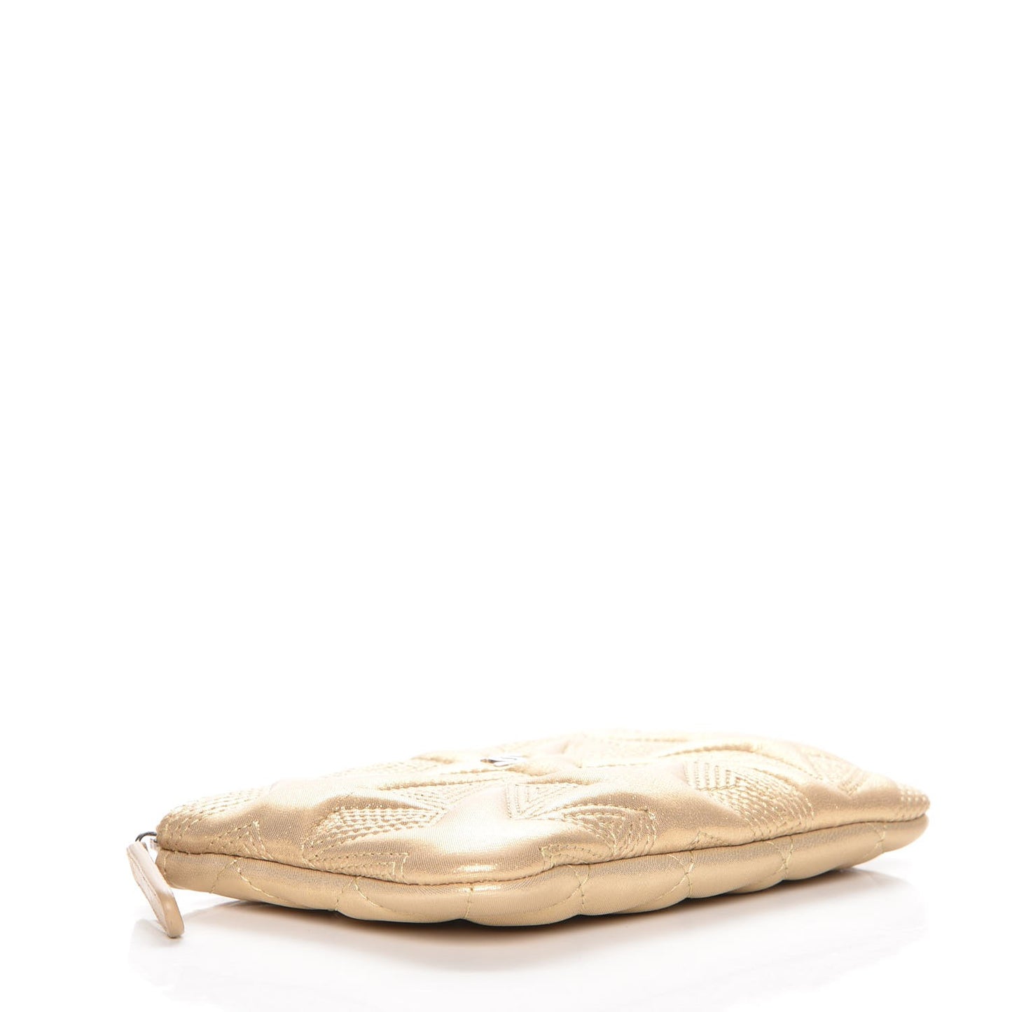 Metallic Lambskin Star Embossed Coin Purse Case Gold