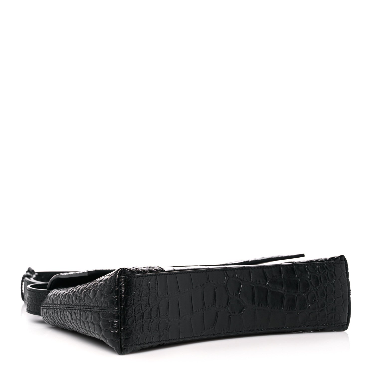 Balenciaga Extra Supple Calfskin Crocodile Embossed Monochrome XS Downtown Shoulder Bag Black 4 of 12