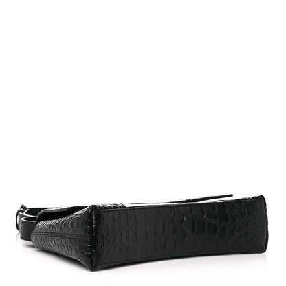 Balenciaga Extra Supple Calfskin Crocodile Embossed Monochrome XS Downtown Shoulder Bag Black 4 of 12