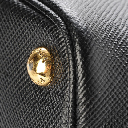 Prada Saffiano Cuir Large Double Bag Black Mughetto 13 of 13