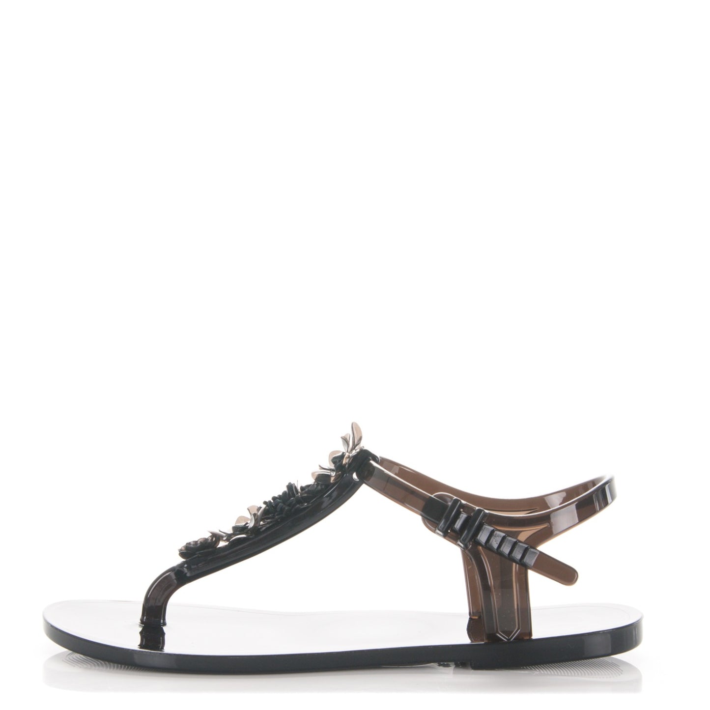 Jelly Camellia Thong Sandals 35 Black